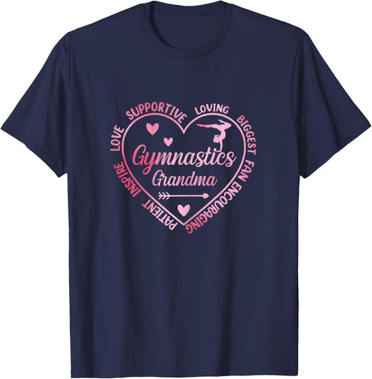 Gymnastics Grandma Heart Gymnast Grandma Matching Family T-Shirt - T-Shirt | Navy