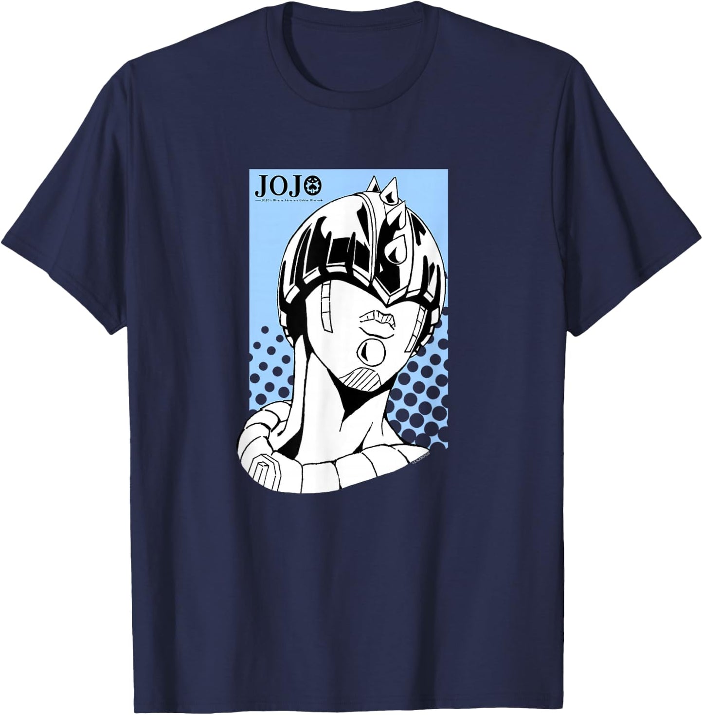 JoJo's Bizarre Adventure Zipper Man Head with Logo Anime T-Shirt - T-Shirt | Navy