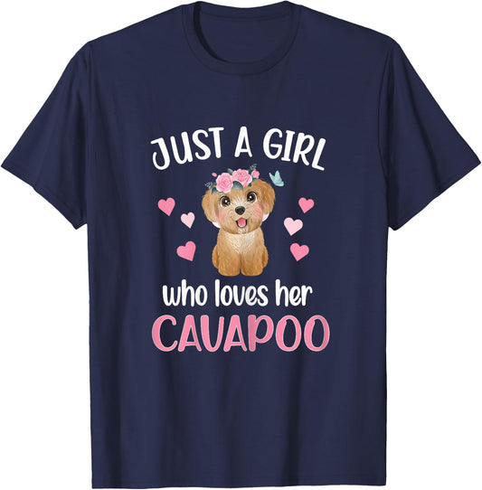 Just A Girl Who Loves Her Cavapoo Mom Cavoodle T-Shirt - T-Shirt | Navy
