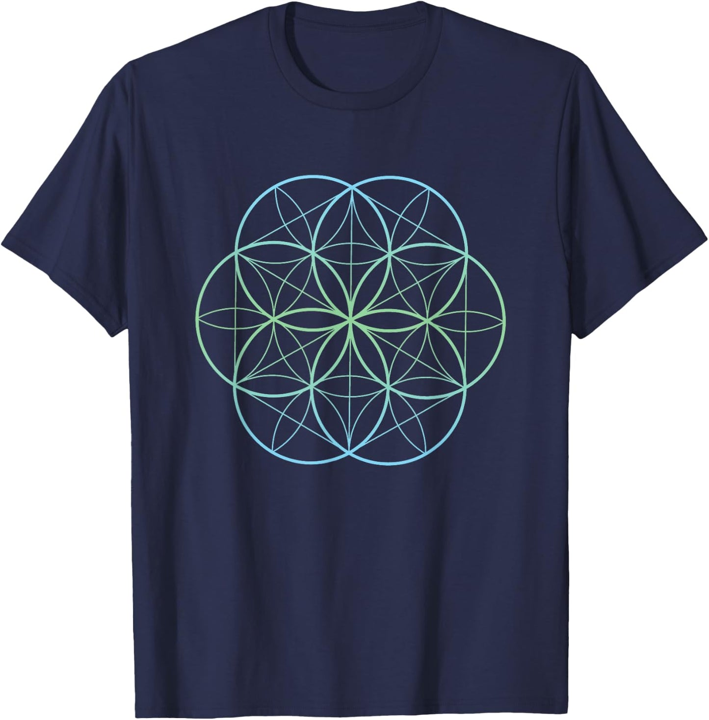 Flower of Life Holy Geometry Spiritual Clothing T-Shirt - T-Shirt | Navy