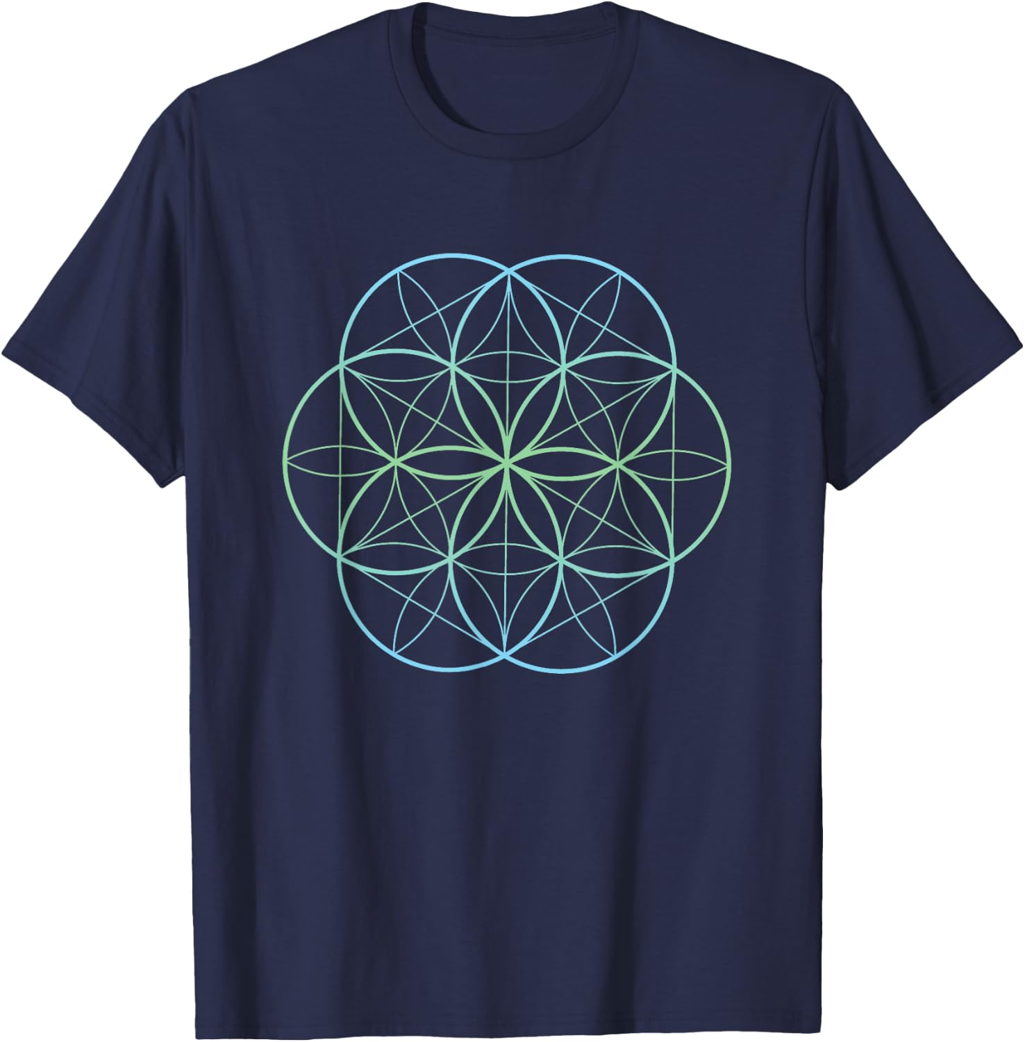 Flower of Life Holy Geometry Spiritual Clothing T-Shirt - T-Shirt | Navy