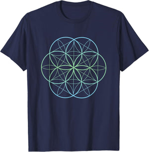 Flower of Life Holy Geometry Spiritual Clothing T-Shirt - T-Shirt | Navy