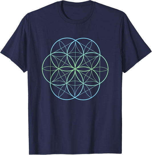 Flower of Life Holy Geometry Spiritual Clothing T-Shirt - T-Shirt | Navy