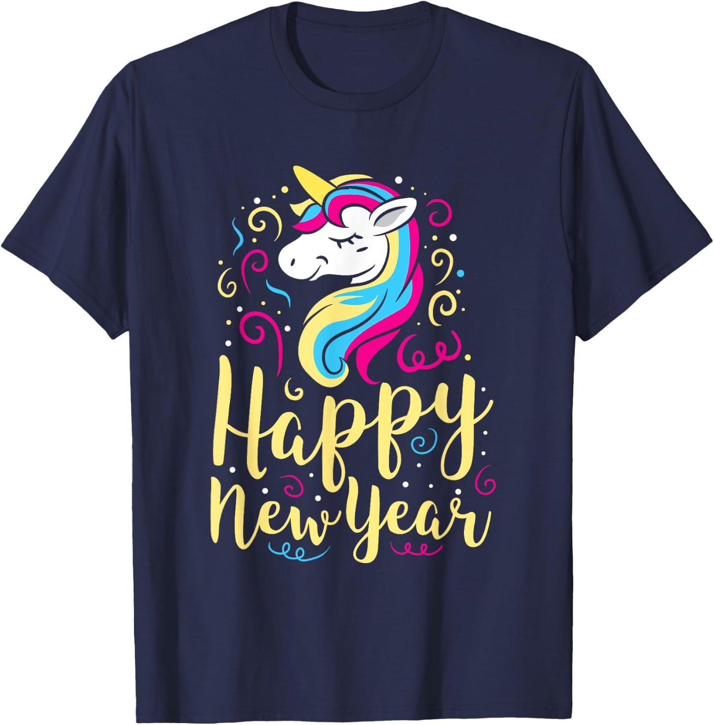 Happy New Year Unicorn New Years Eve Party T-Shirt - T-Shirt | Navy