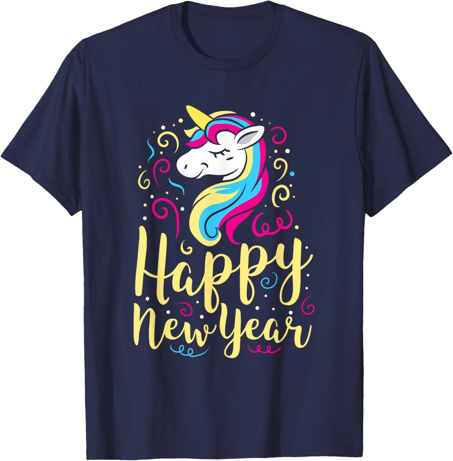 Happy New Year Unicorn New Years Eve Party T-Shirt - T-Shirt | Navy