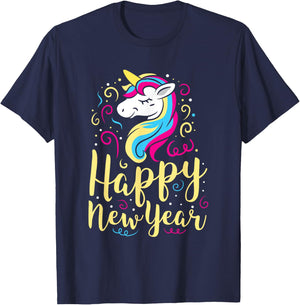 Happy New Year Unicorn New Years Eve Party T-Shirt - T-Shirt | Navy