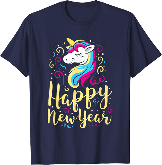 Happy New Year Unicorn New Years Eve Party T-Shirt - T-Shirt | Navy