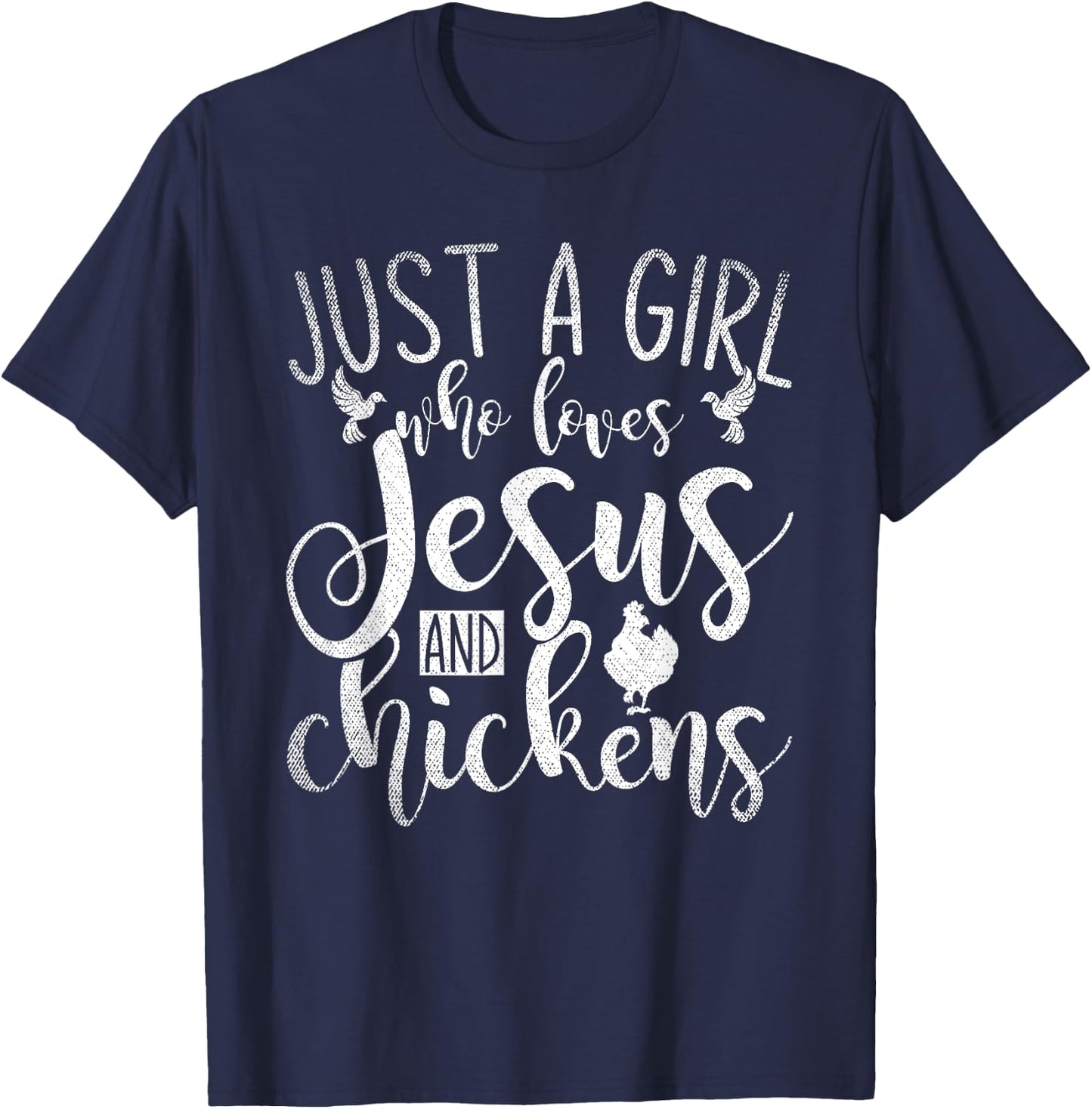 Funny Christian Farmer Women Girls Farm Chicken Faith Jesus T-Shirt - T-Shirt | Navy
