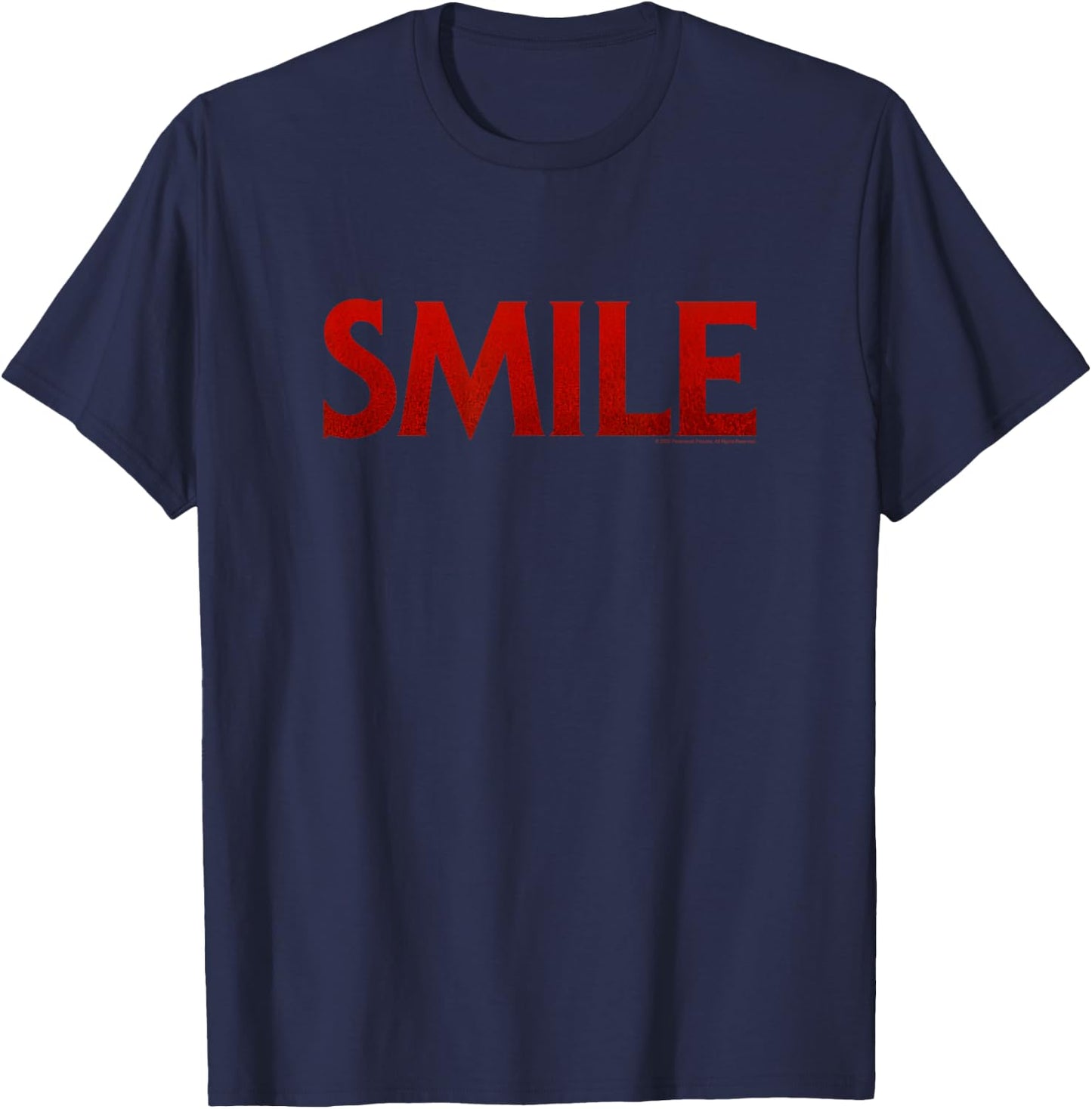 Smile Red Gradient Horror Movie Center Logo T-Shirt - T-Shirt | Navy