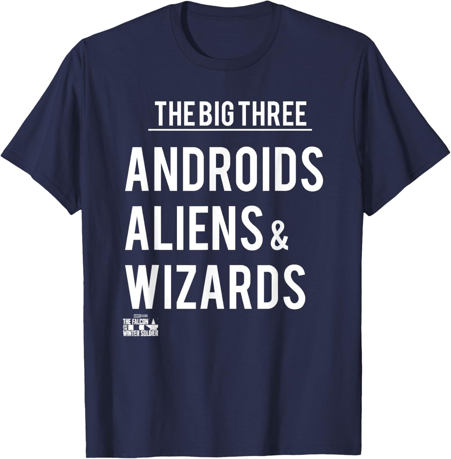 Marvel Falcon Winter Soldier Big 3 Androids Aliens & Wizards T-Shirt - T-Shirt | Navy