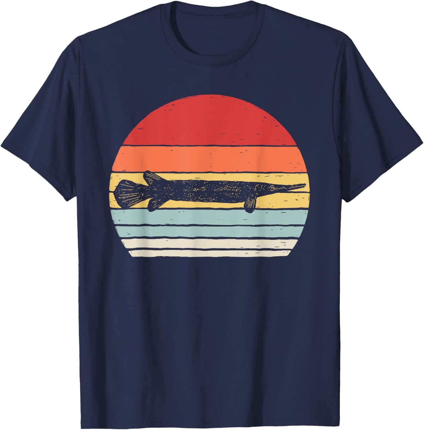 Catch Some Rays Vintage Retro Gar Fish Graphic - Black, Small T-Shirt - T-Shirt | Navy