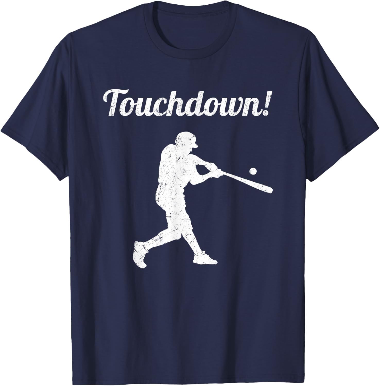 Touchdown Baseball Vintage Retro Baseball Player Gift T-Shirt - T-Shirt | Navy