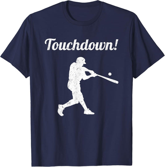 Touchdown Baseball Vintage Retro Baseball Player Gift T-Shirt - T-Shirt | Navy