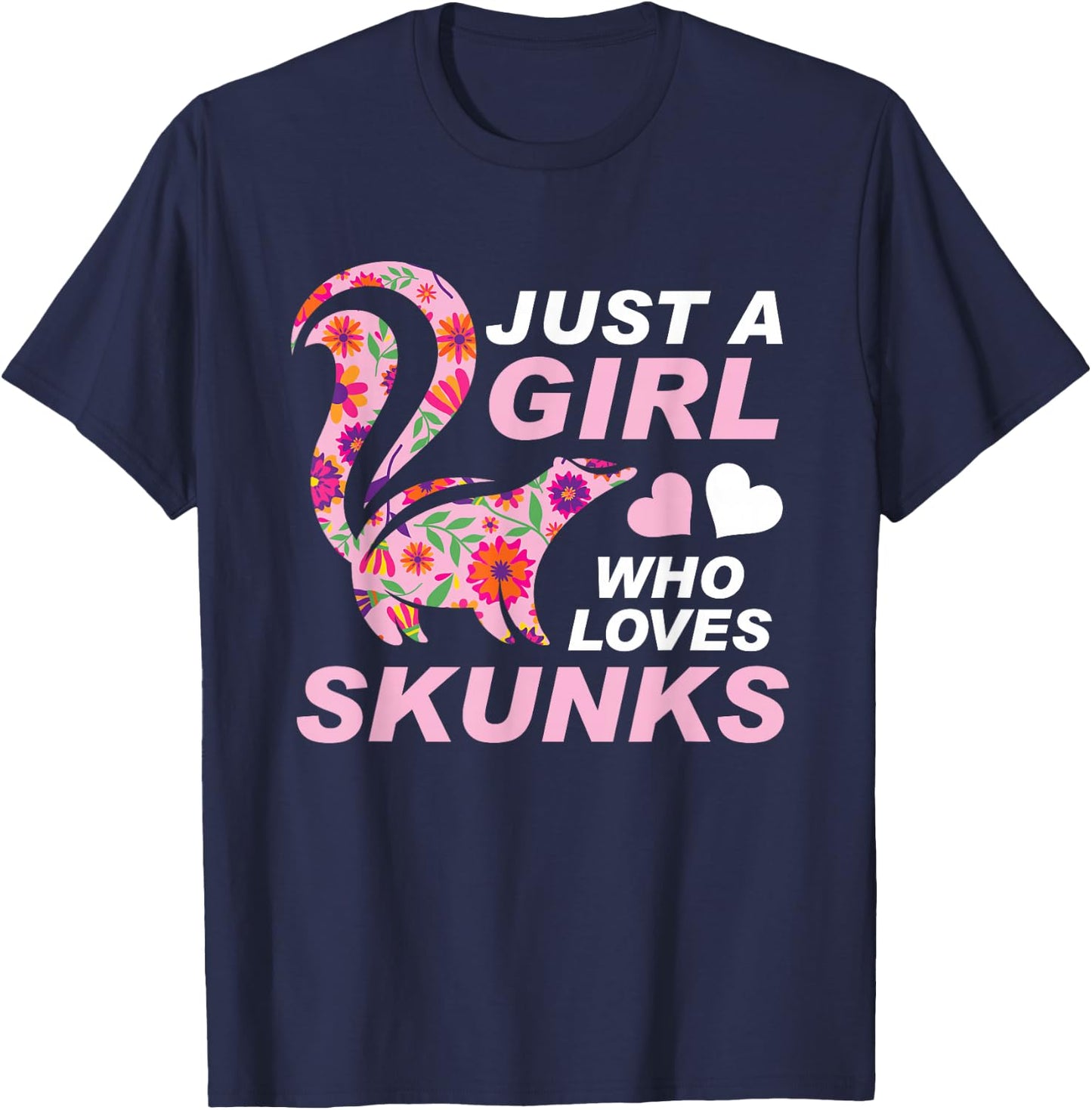 Just A Girl Who Loves Skunks Vintage Retro Skunk Gift T-Shirt - T-Shirt | Navy