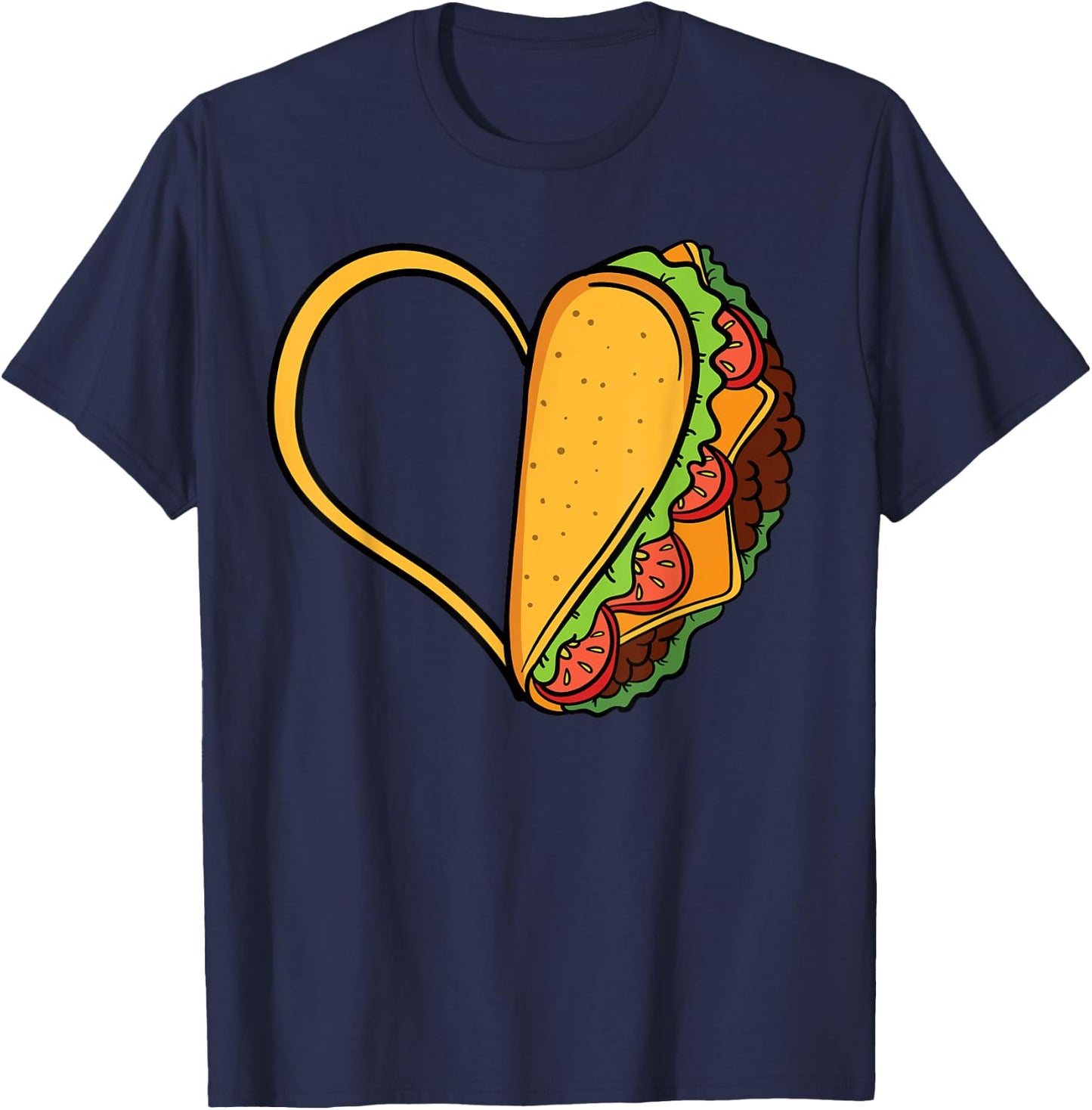 Tacos Heart Mexican Dish Street Food Chili Taquitos Flautas T-Shirt - T-Shirt | Navy