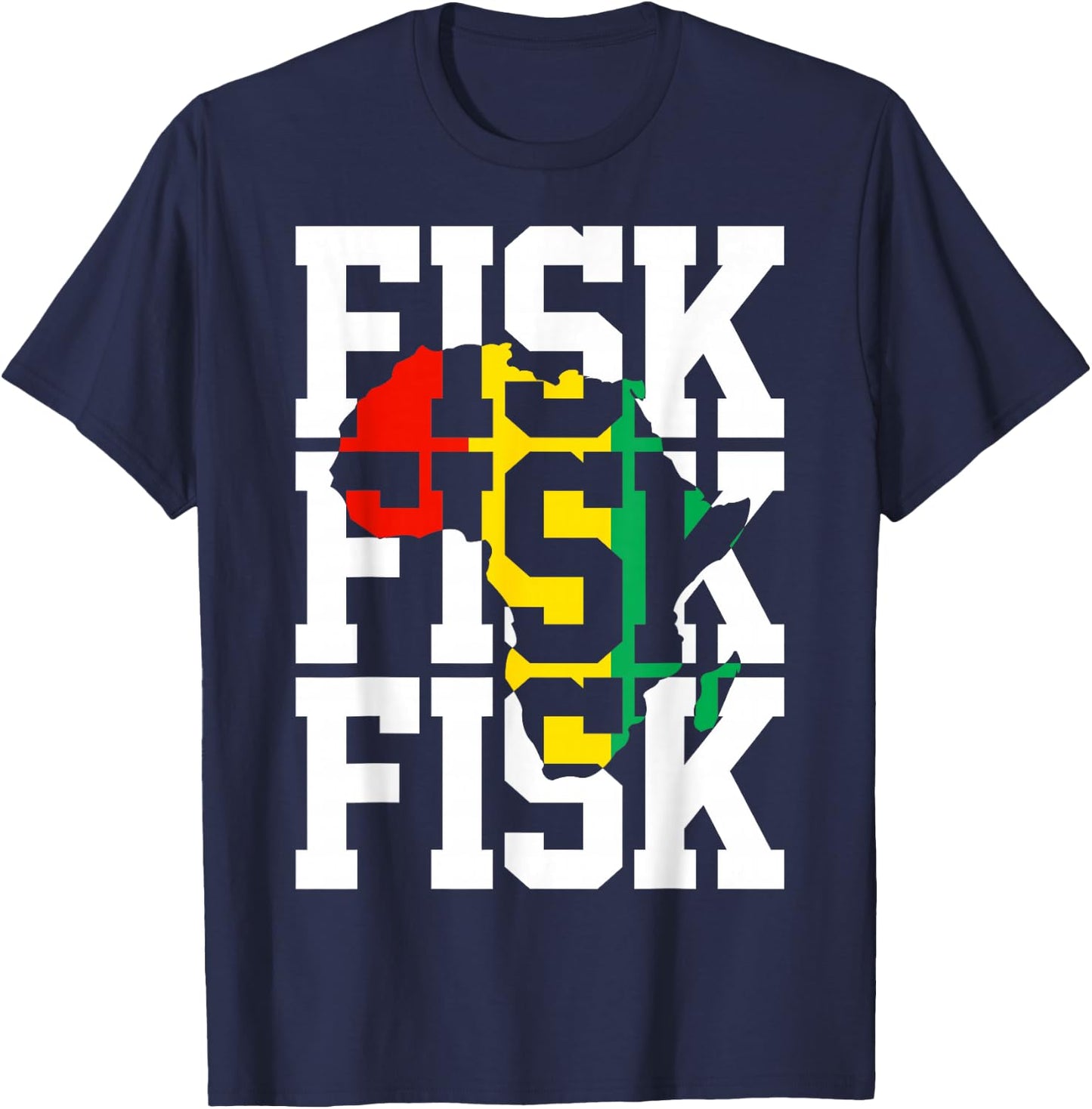 Vintage Fisk Lifetime Africa Map Hometown T-Shirt - T-Shirt | Navy