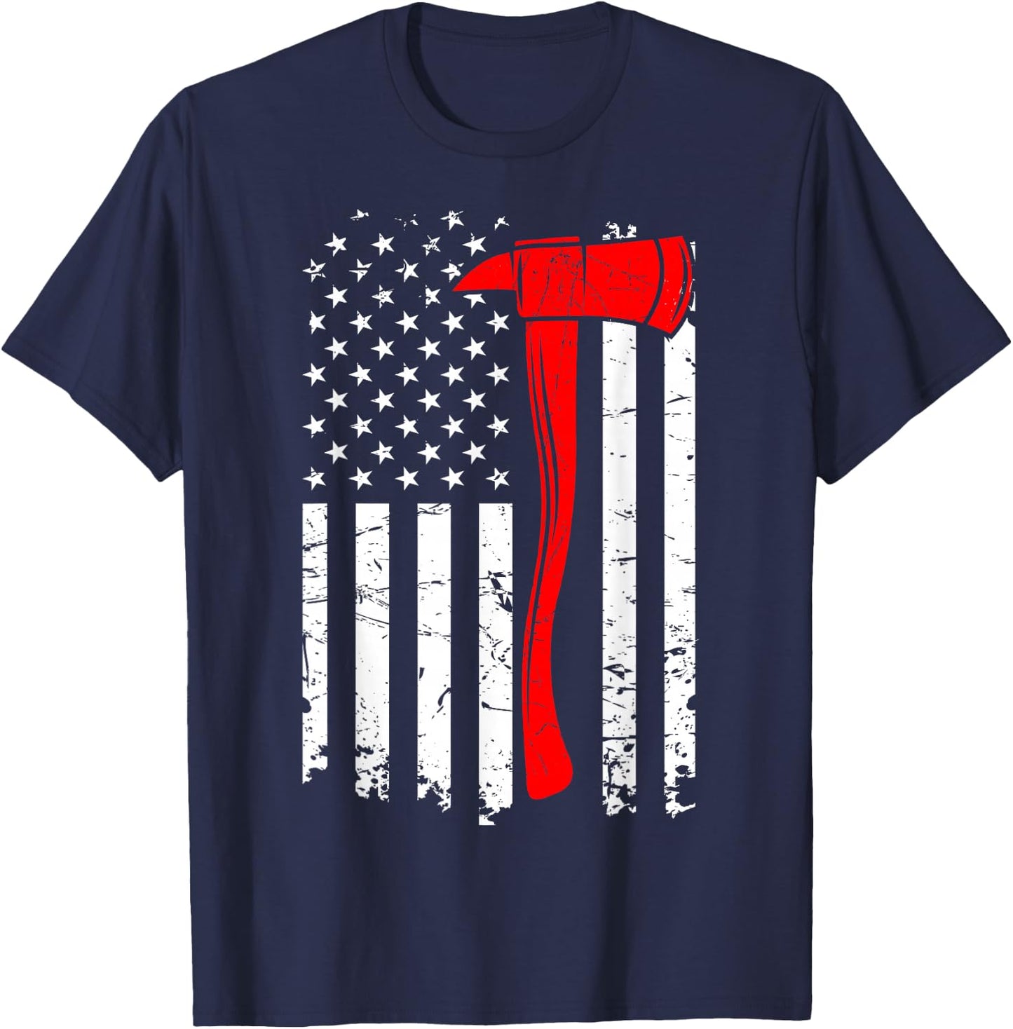 Firefighter Thin Red Line Fireman Firefighting Patriotic T-Shirt - T-Shirt | Navy