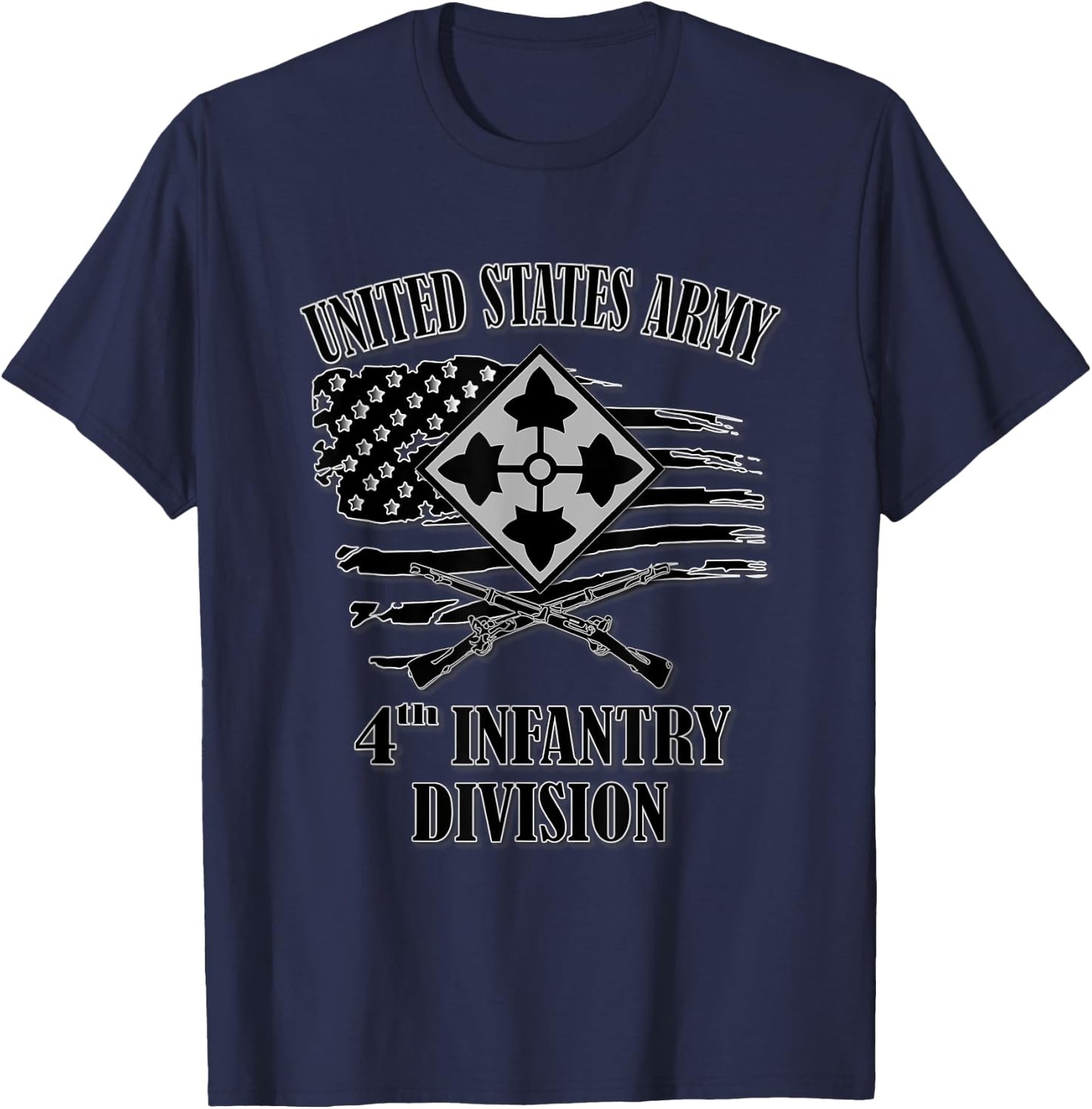 U.S. Army 4th Infantry Division (Front Design) T-Shirt - T-Shirt | Navy