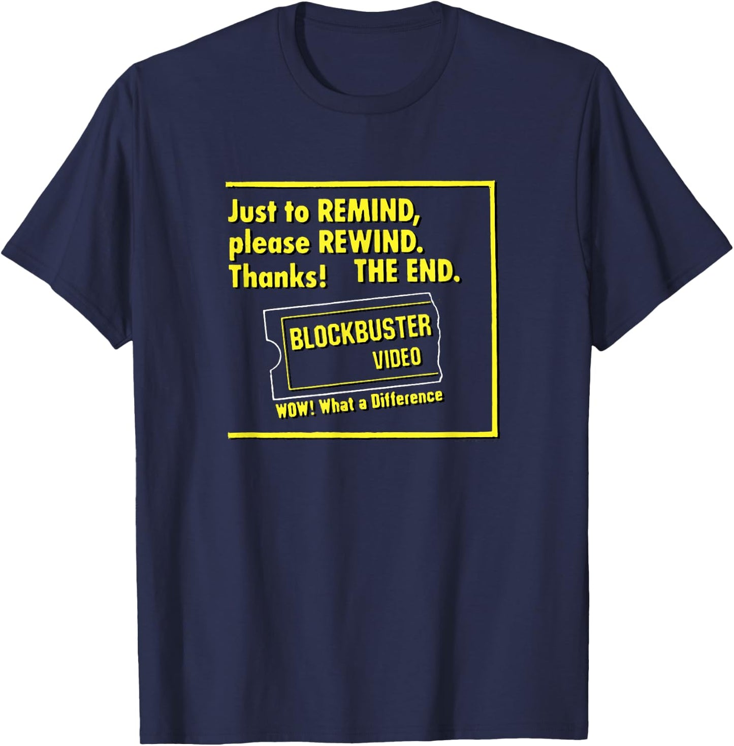 Blockbuster Please Rewind The End with Logo Vintage T-Shirt - T-Shirt | Navy