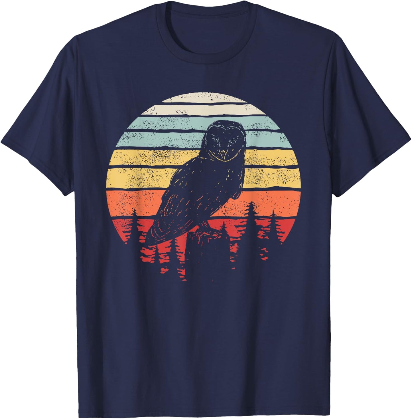 Vintage Retro Barn Owl Bird T-Shirt - T-Shirt | Navy