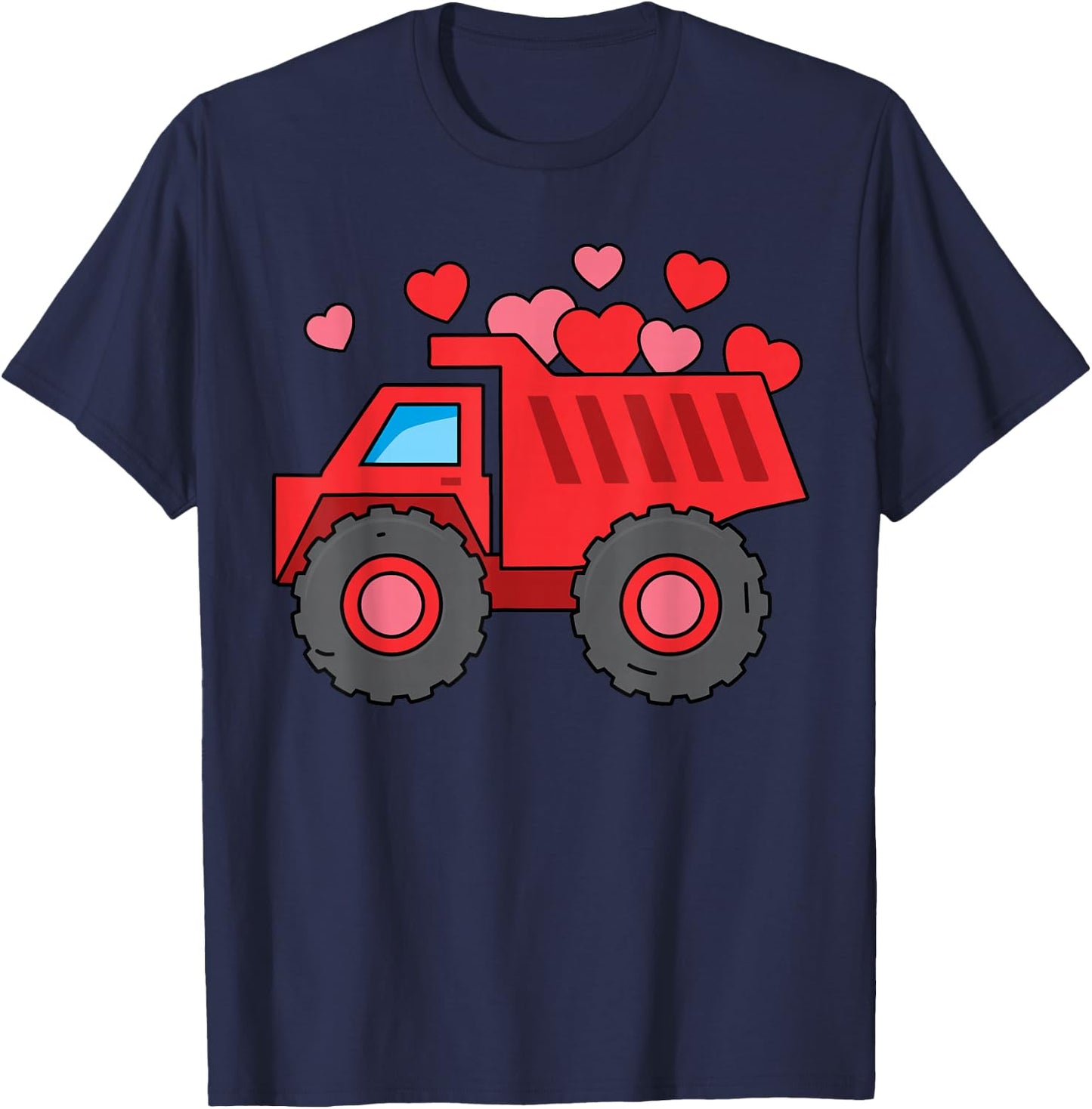 Valentines Day Construction Trucks Funny Boys Kids Toddler T-Shirt - T-Shirt | Navy