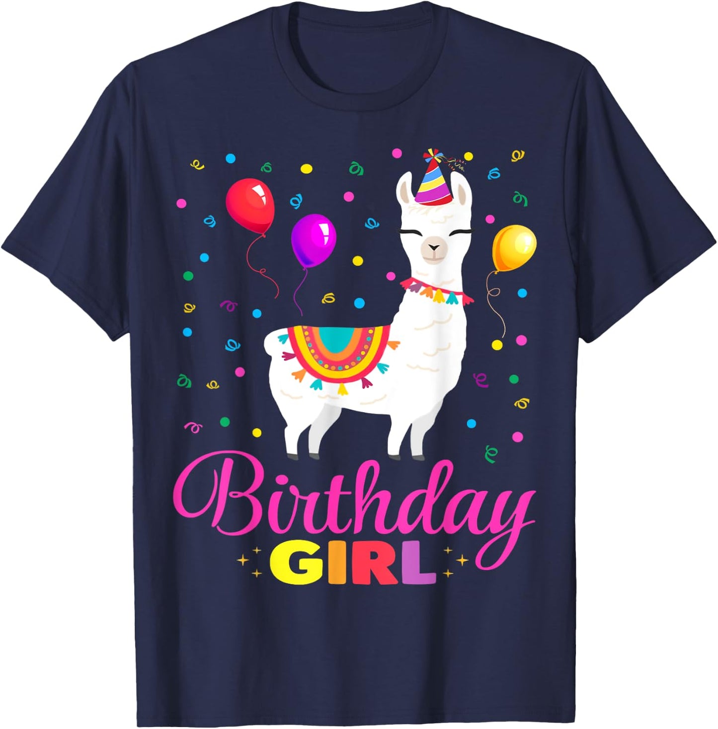 Cute Llama Shirt Party Animal Funny Gift Birthday Girl T-Shirt - T-Shirt | Navy