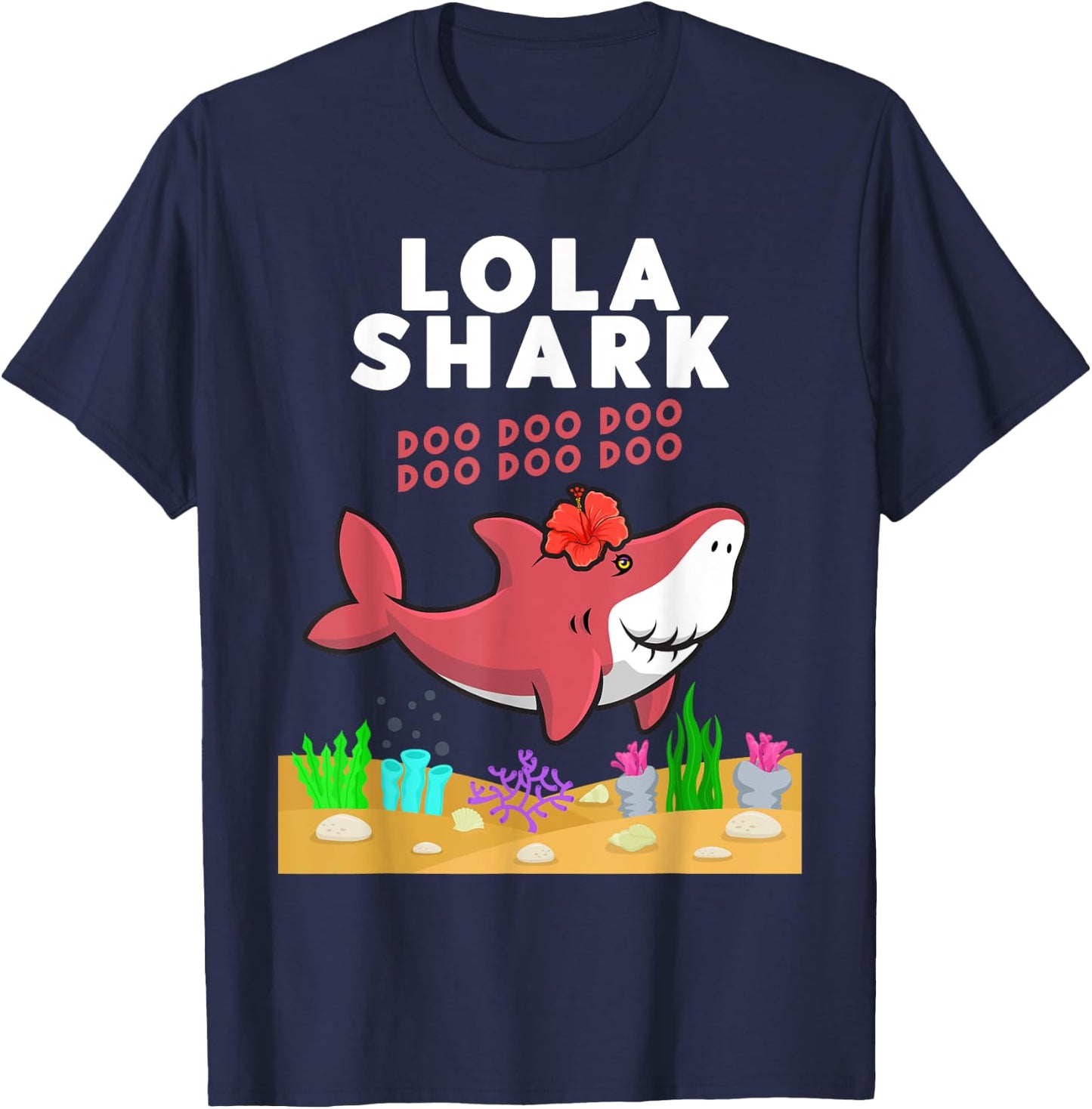 Promoted to Lola Shark Cute Grandmother Gift Filipino T-Shirt - T-Shirt | Navy