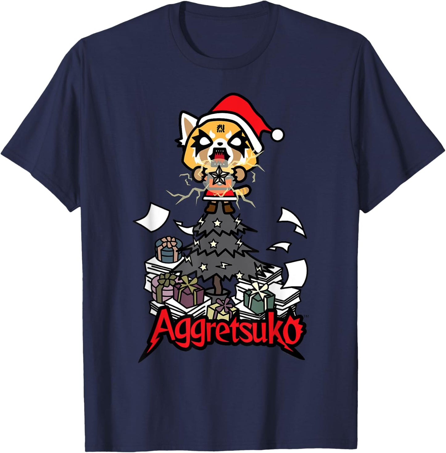 Aggretsuko Metal Christmas Tree T-Shirt - T-Shirt | Navy