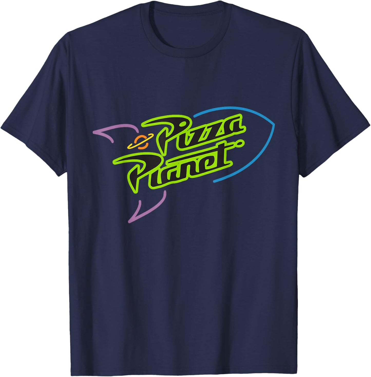 Disney Pixar Toy Story Pizza Planet Rocket Ship Neon T-Shirt - T-Shirt | Navy