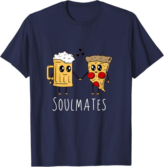 Soulmates Pizza Beer T-Shirt - T-Shirt | Navy