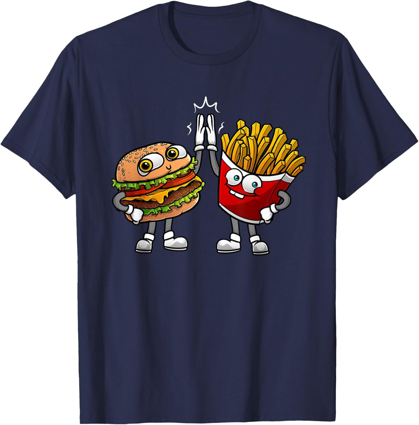 Funny Hamburger And Fries Gift Men Women Cool Fast Food Meal T-Shirt - T-Shirt | Navy