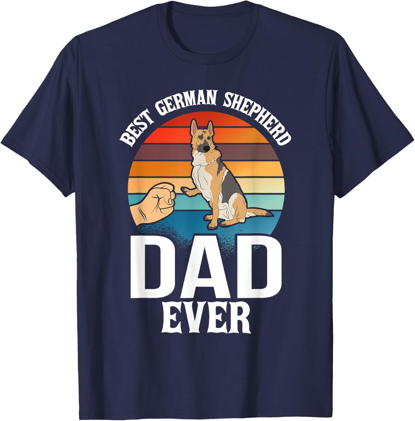 Best Dog Dad Ever German Shepherd Retro Vintage T-Shirt - T-Shirt | Navy