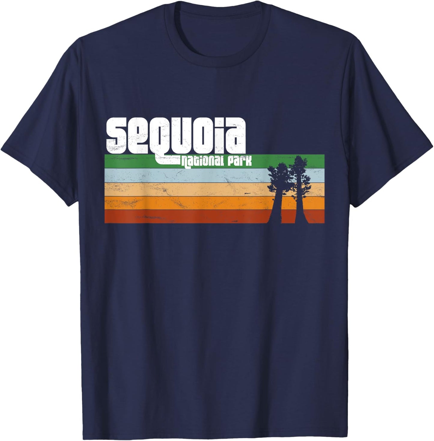 Retro Sequoia National Park California CA T-Shirt - T-Shirt | Navy