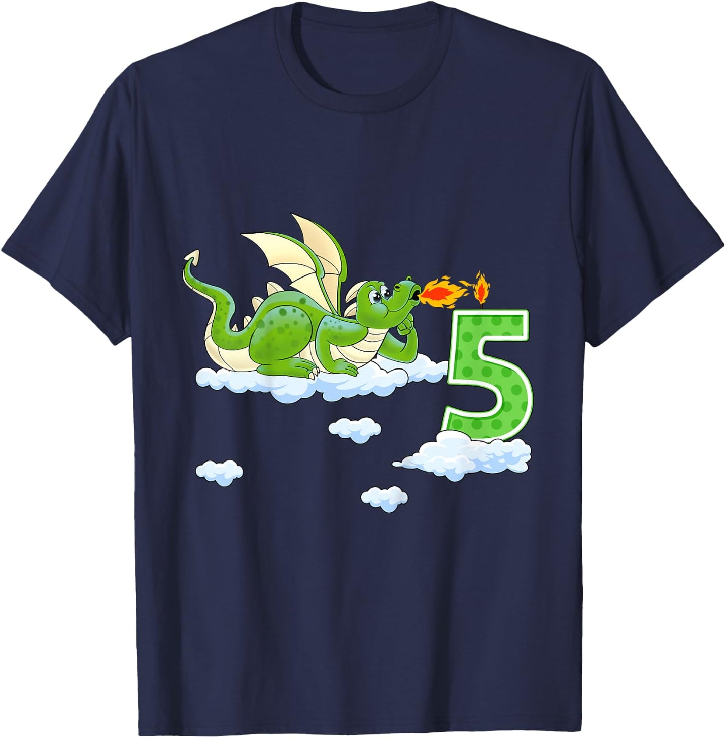 Kids Dragon 5 Year Old Birthday Outfit Boy Knight 5th Birthday T-Shirt - T-Shirt | Navy