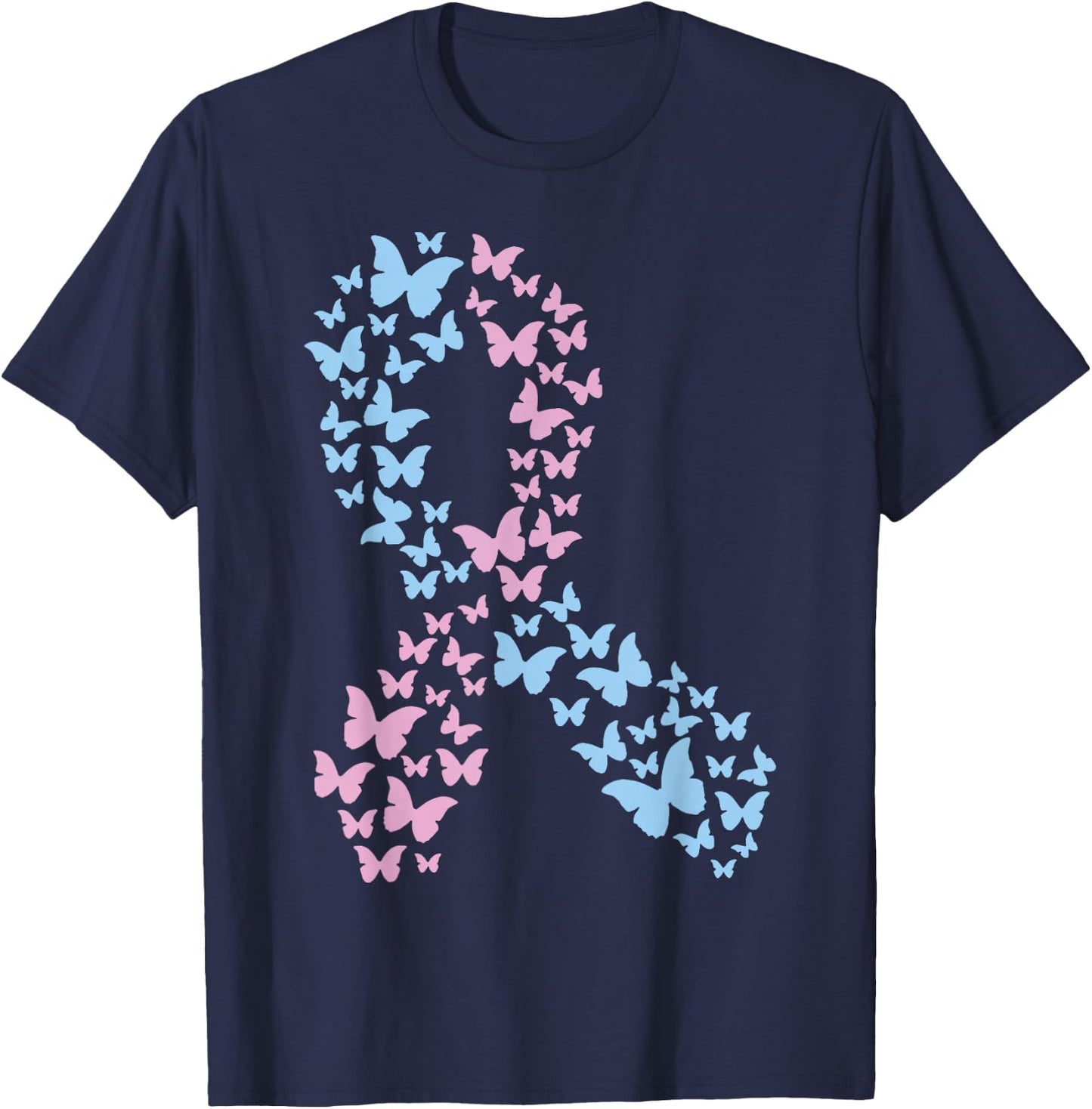 Butterfly Ribbon Pregnancy and Infant Loss Awareness Month T-Shirt - T-Shirt | Navy
