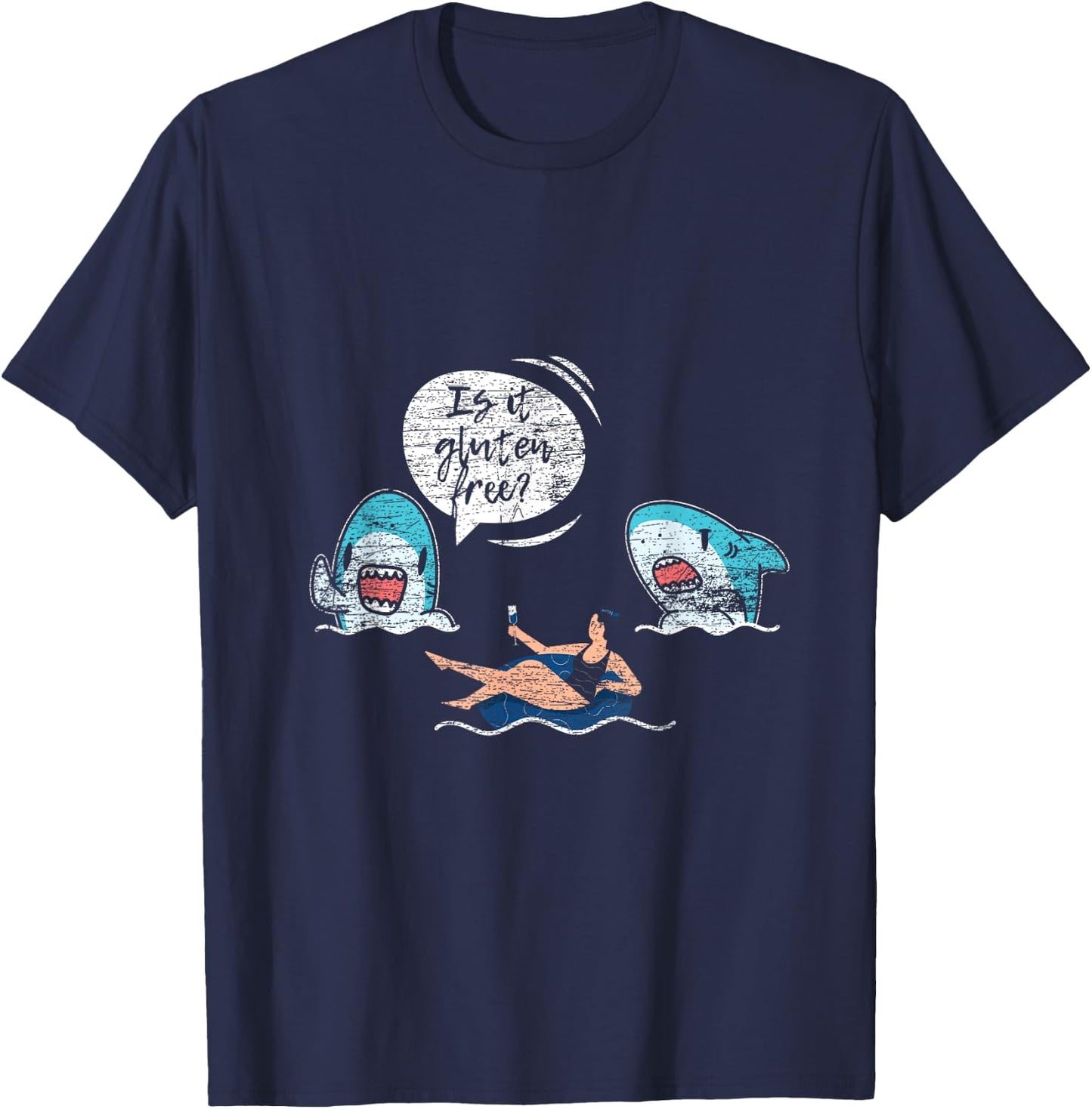 Funny Sharks Gluten Free T-Shirt - T-Shirt | Navy