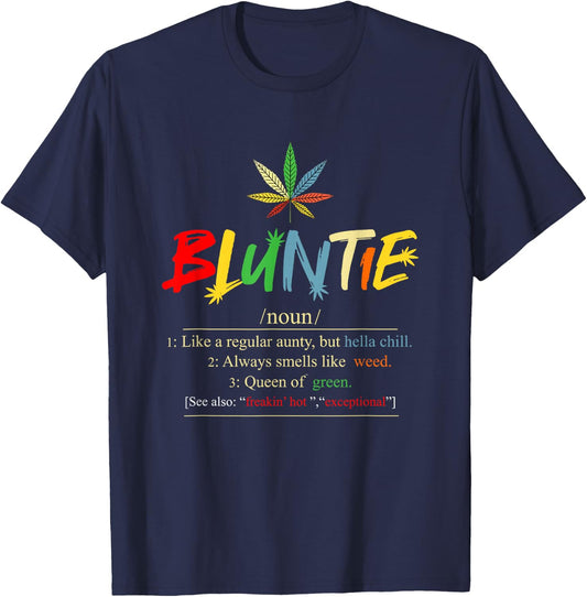 Funny Retro Vintage aunt wear Bluntie Funny Aunt Weed T-Shirt - T-Shirt | Navy