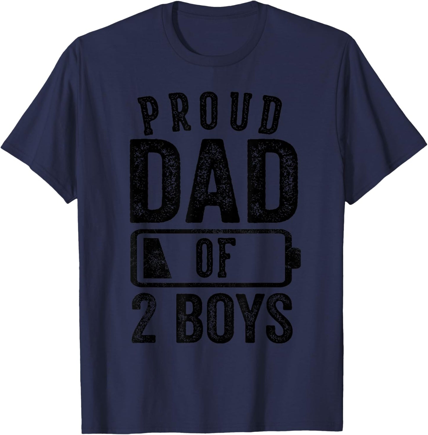 Proud Dad of 2 Boys Gifts Daddy of Two Sons T-Shirt - T-Shirt | Navy