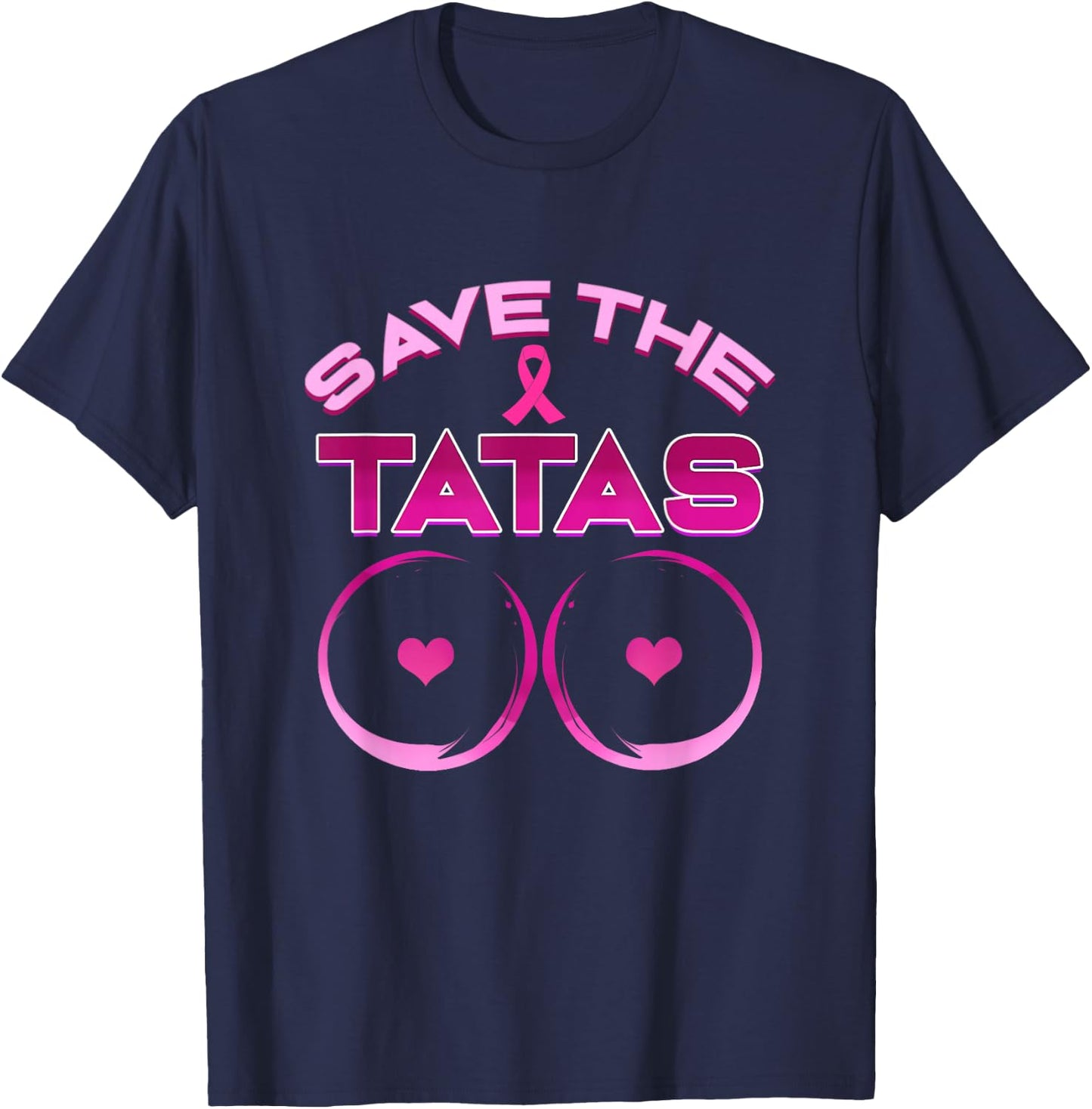 Save The Tatas - Pink Ribbon T-Shirt - T-Shirt | Navy