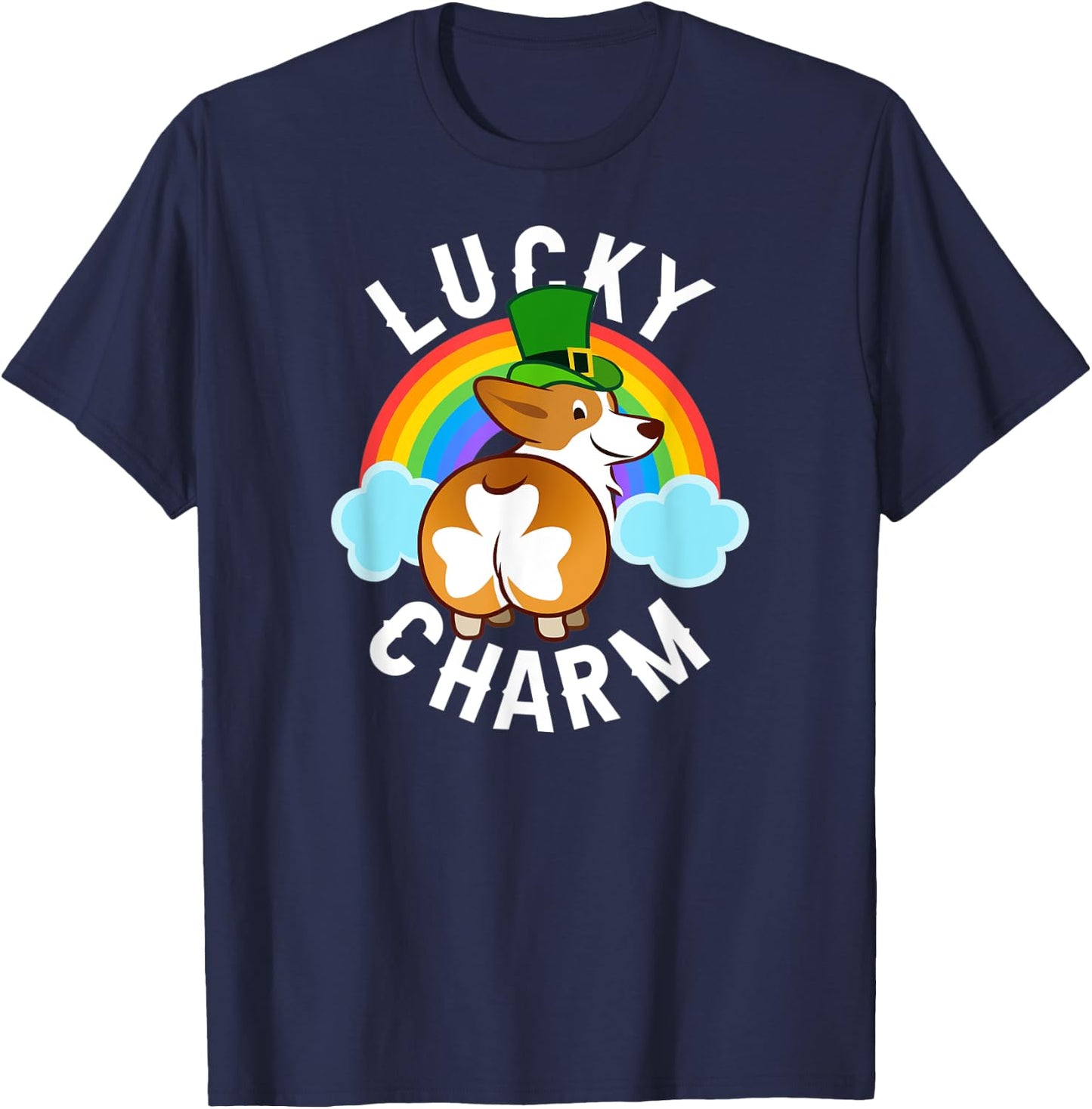 Corgi Leprechaun - Lucky Charm - St. Patricks Day T-Shirt - T-Shirt | Navy