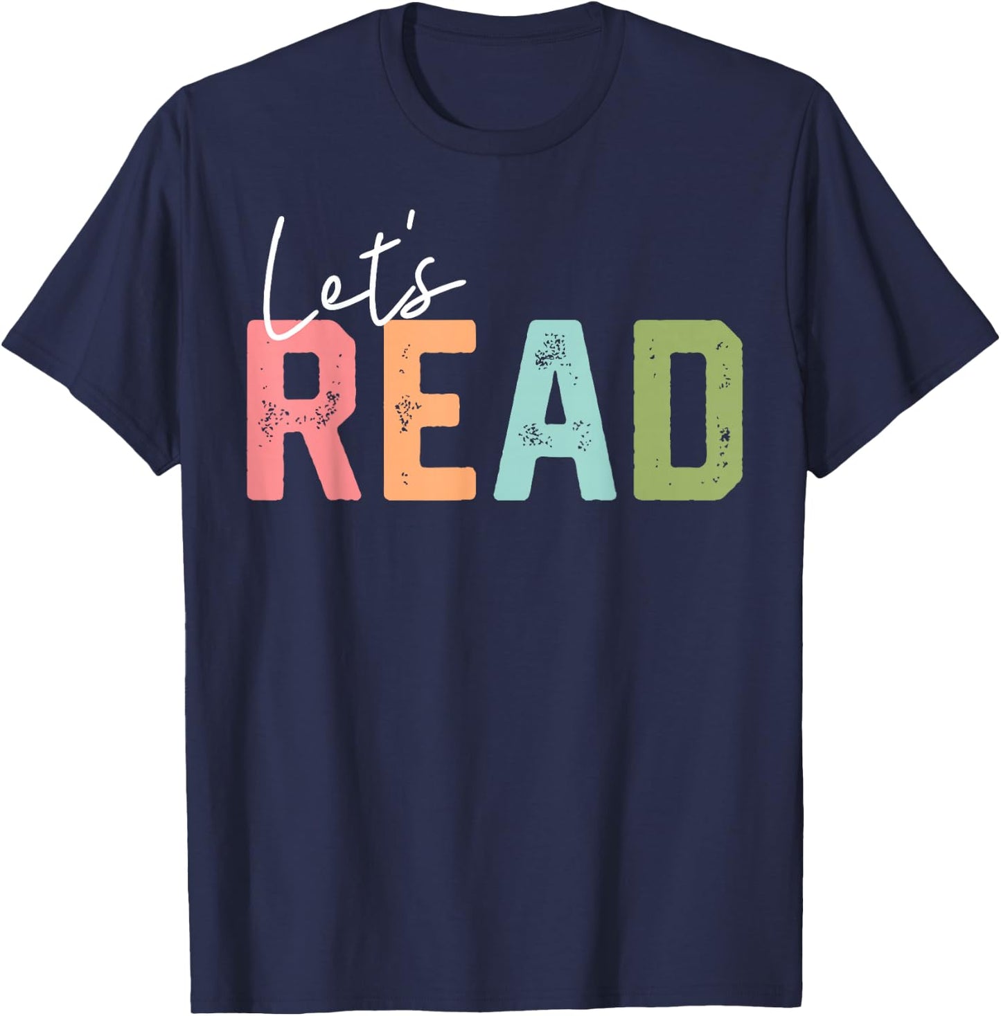 Let's Read Book Lovers Book Nerd Bookworm T-Shirt - T-Shirt | Navy