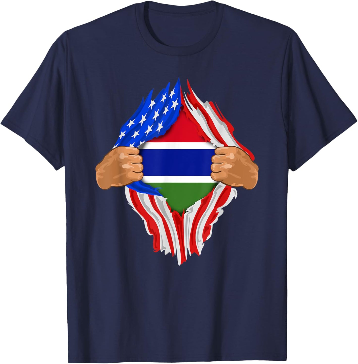 Gambian Blood Inside Me | Gambia Flag Gift T-Shirt - T-Shirt | Navy