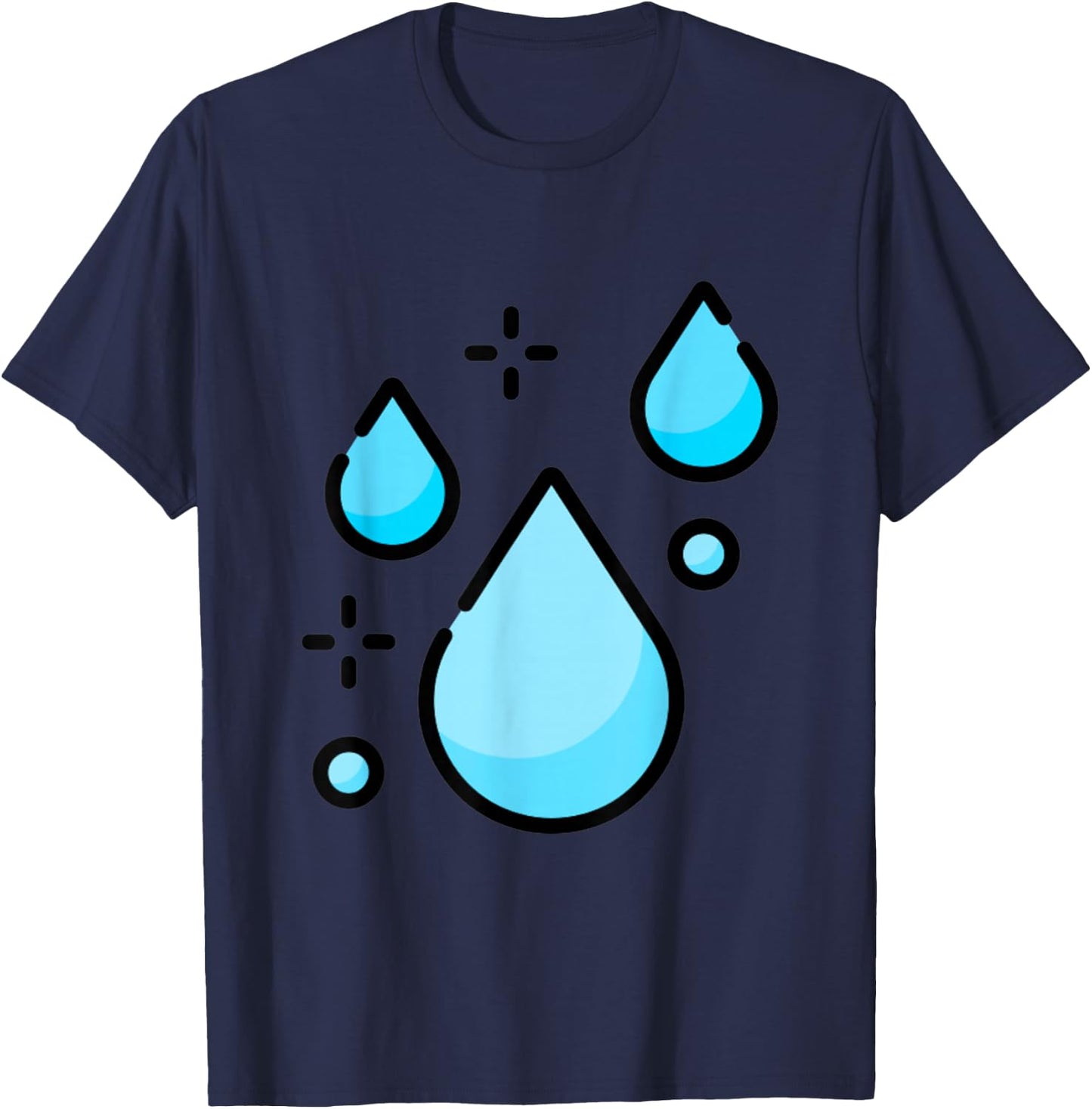 Water Droplet Waterdrop Raindrop Water Lover Hydration T-Shirt - T-Shirt | Navy