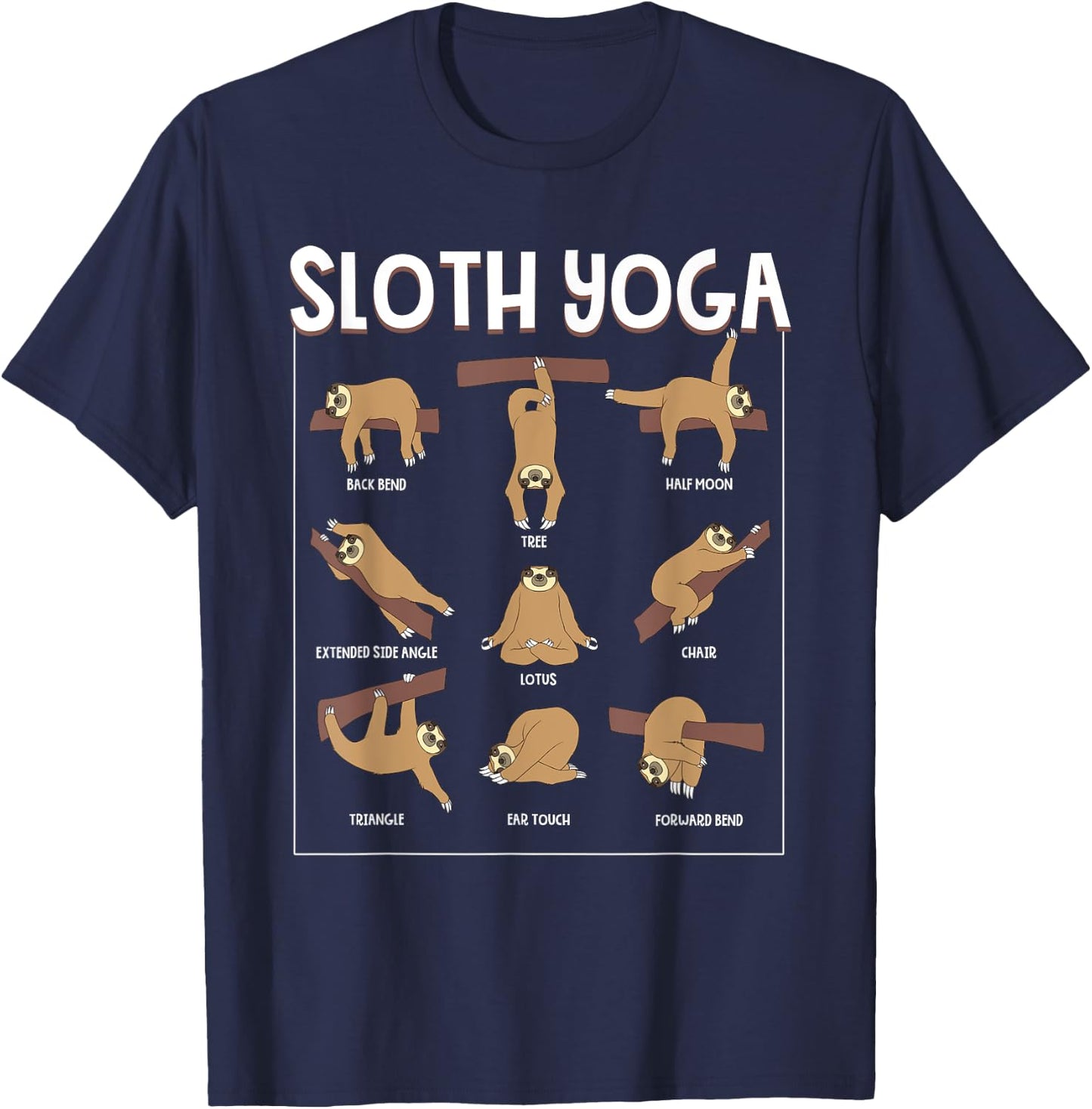 Funny Sloth Yoga Gift Slow Animal Exercise Lovers Men Women T-Shirt - T-Shirt | Navy
