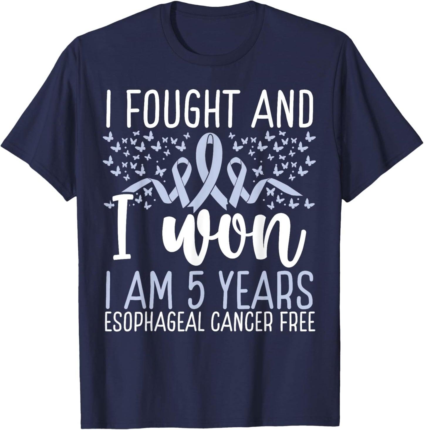 5 Years Cancer Free Survivor Esophageal Cancer Awareness T-Shirt - T-Shirt | Navy