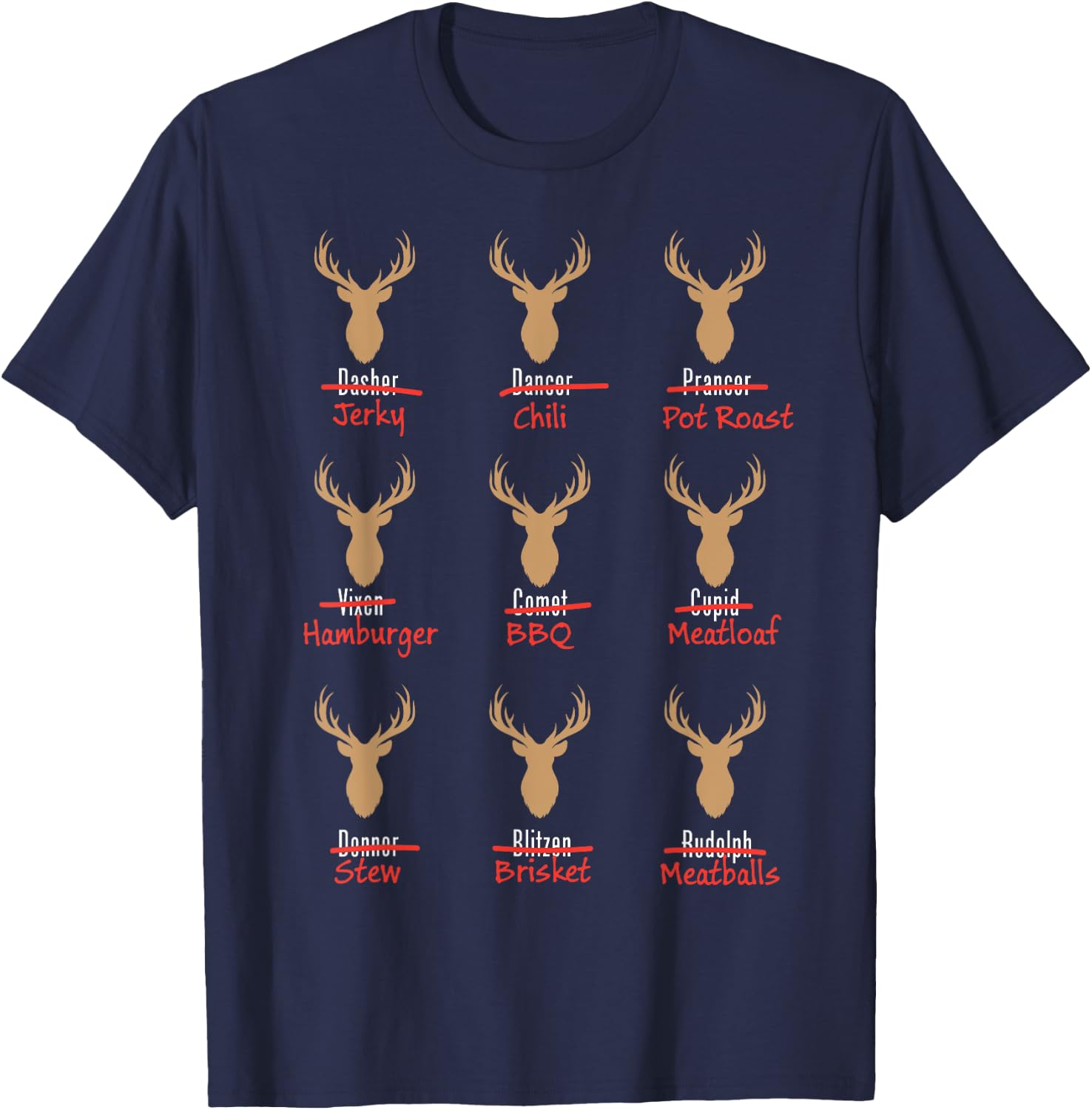 Funny Deer Hunter Santa's Reindeer Hunter For Christmas T-Shirt - T-Shirt | Navy