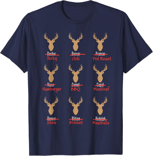 Funny Deer Hunter Santa's Reindeer Hunter For Christmas T-Shirt - T-Shirt | Navy