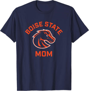 Boise State University BSU Broncos Arched Mom T-Shirt - T-Shirt | Navy