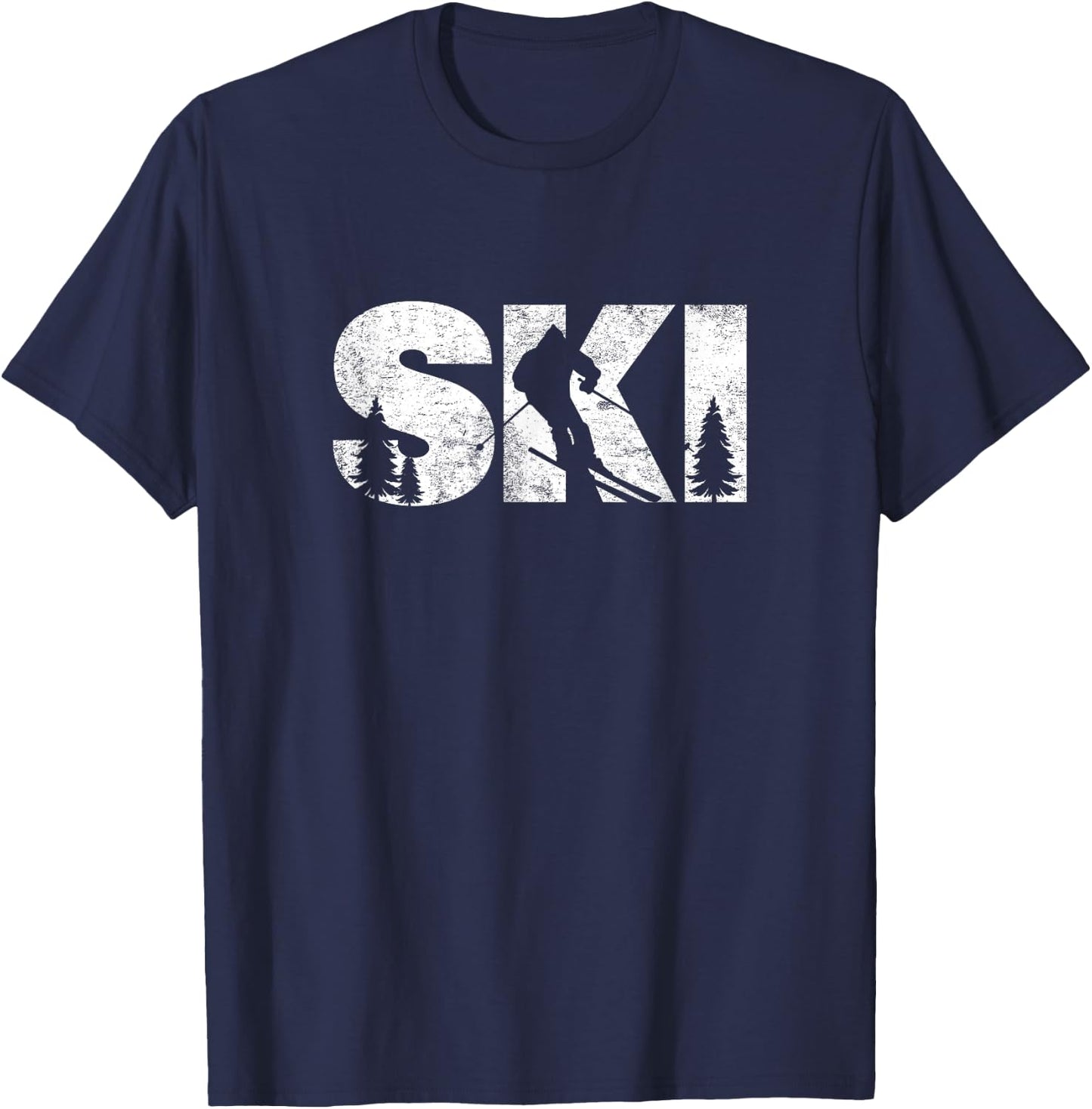 Gifts For Skiers Men Women Snow Skiing Alpine Downhill Ski T-Shirt - T-Shirt | Navy