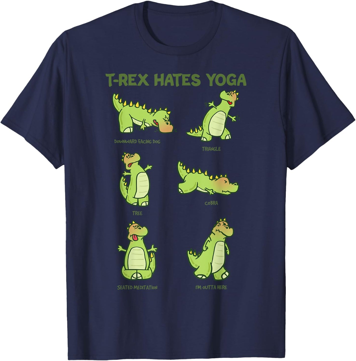 T-Rex Yoga Poses Dinosaur Mindfulness Meditation Dino Meme T-Shirt - T-Shirt | Navy
